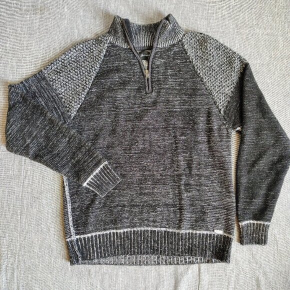 JB Halt Men's Knit Sweater Size Medium Black Gray 1/4 Zip Pullover - Picture 1 of 11
